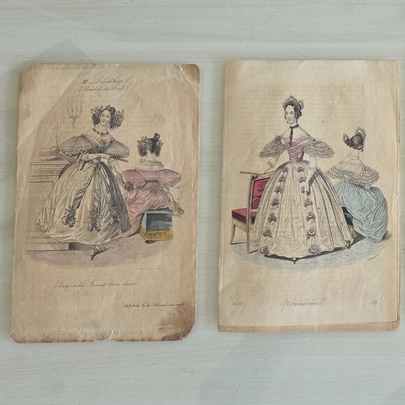 SET OF FOUR ANTIQUE 1834-1835 FASHION PRINTS - Picture 1 of 10